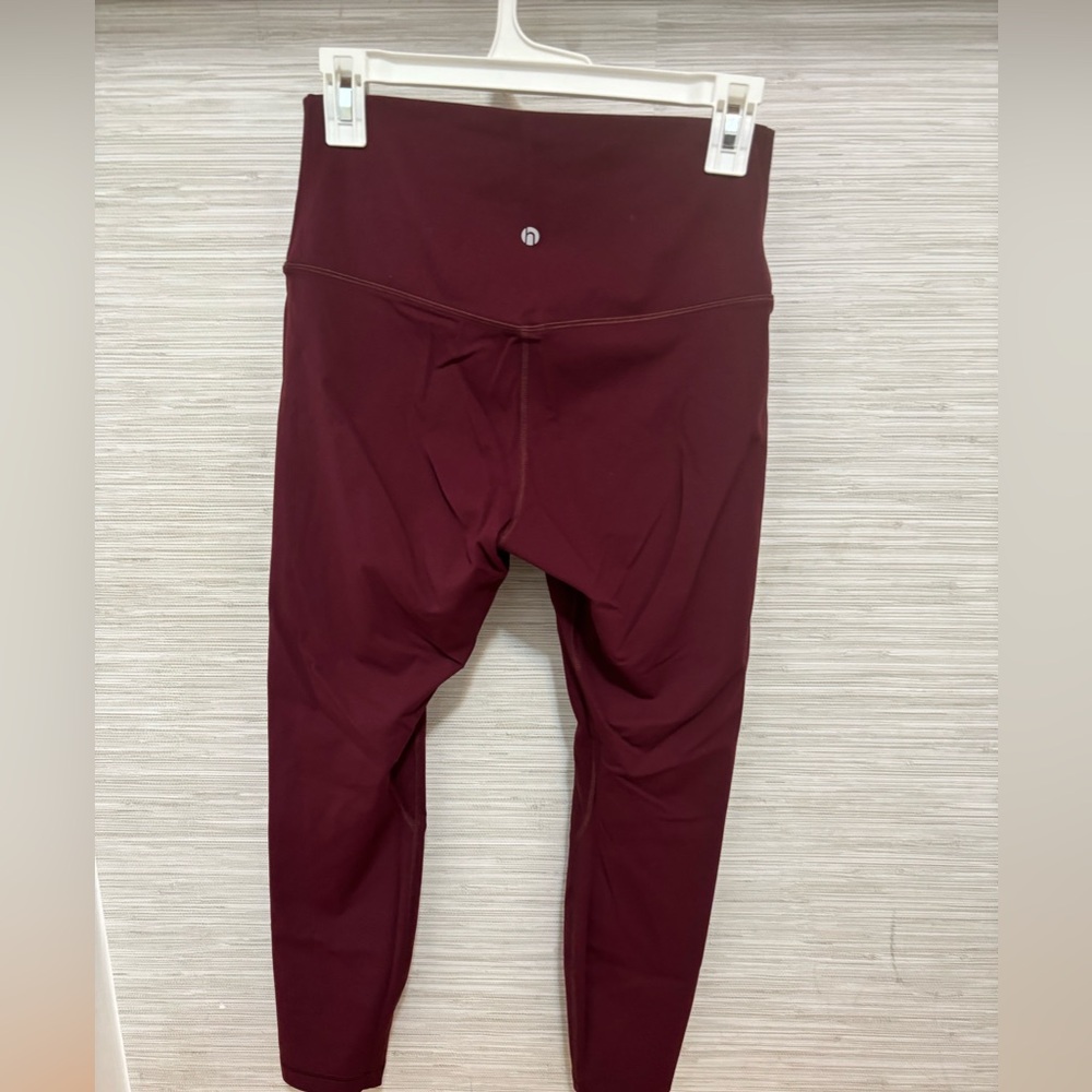 HeyNuts Workout Pro Leggings 25'', Compression 7/8 Workout Pants large burgundy - Picture 6 of 7
